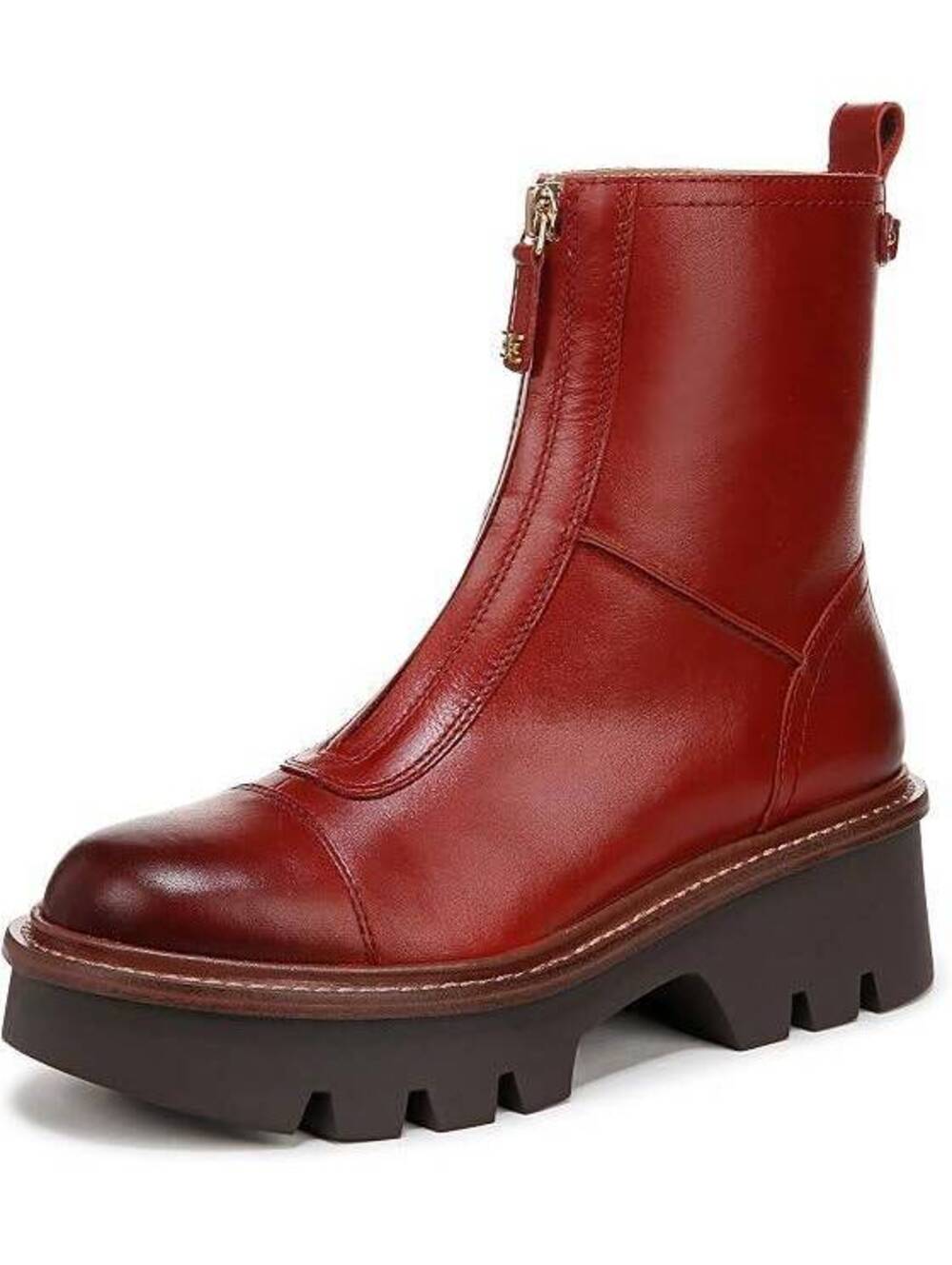 Sam Edelman Cooper burgundy Leather Lug Sole Zip Ankle Boots  9 New